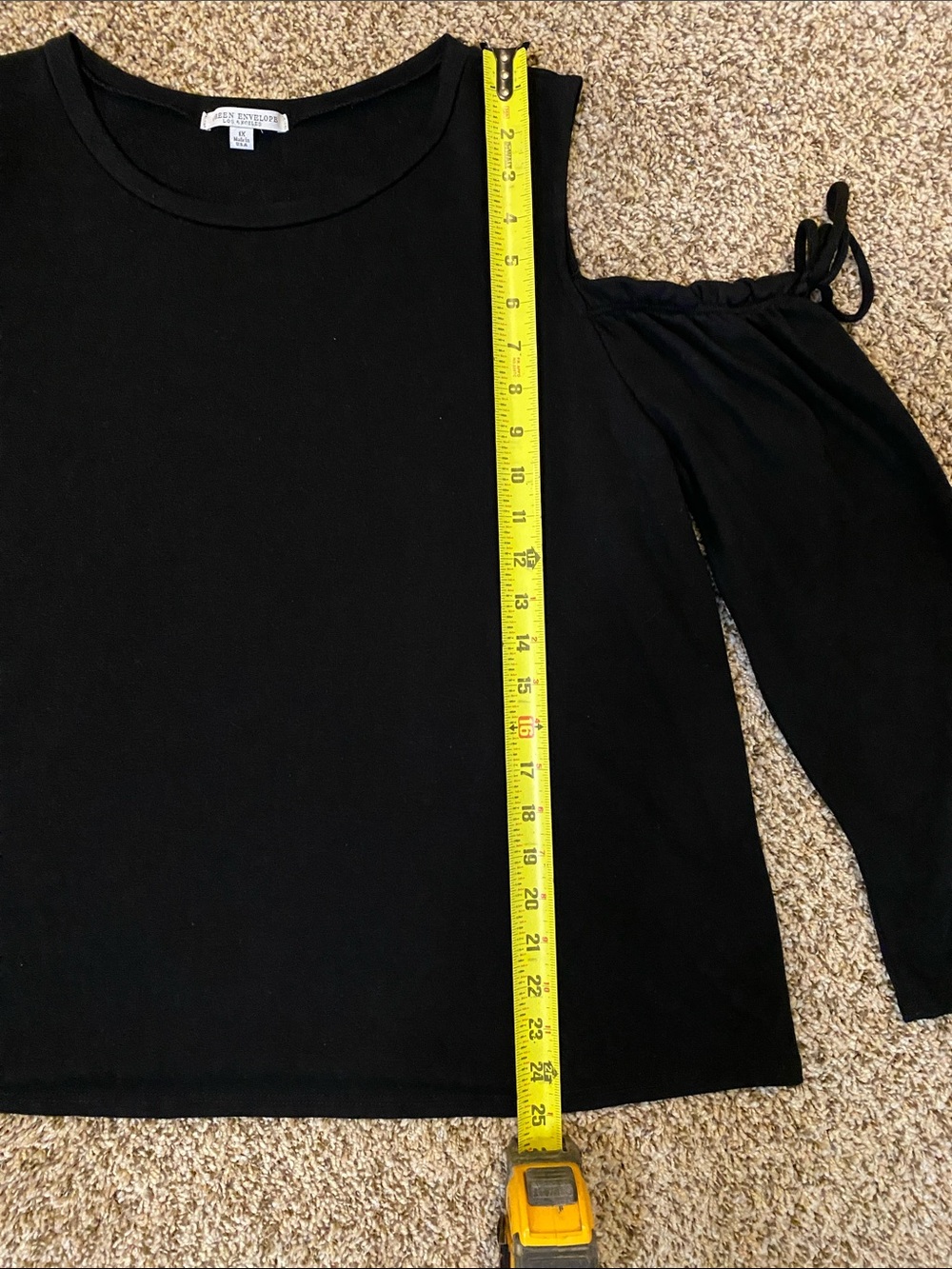 Green Envelope Black Cold Shoulder Blouse - Picture 3 of 5